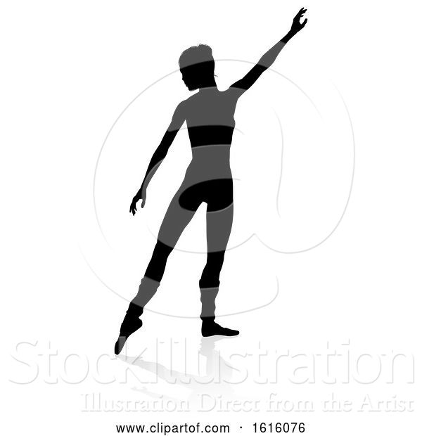 Vector Illustration of Silhouette Ballet Dancer, on a White Background