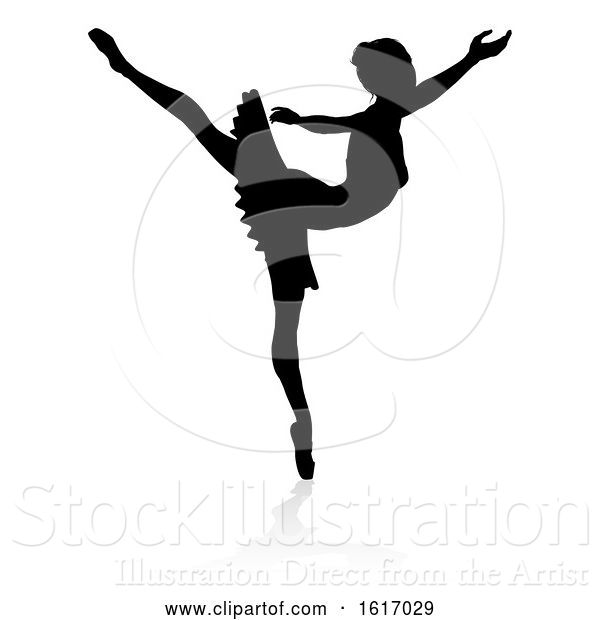 Vector Illustration of Silhouette Ballet Dancer, on a White Background