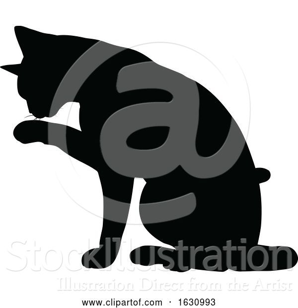 Vector Illustration of Silhouette Cat Pet Animal