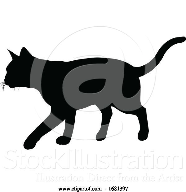 Vector Illustration of Silhouette Cat Pet Animal