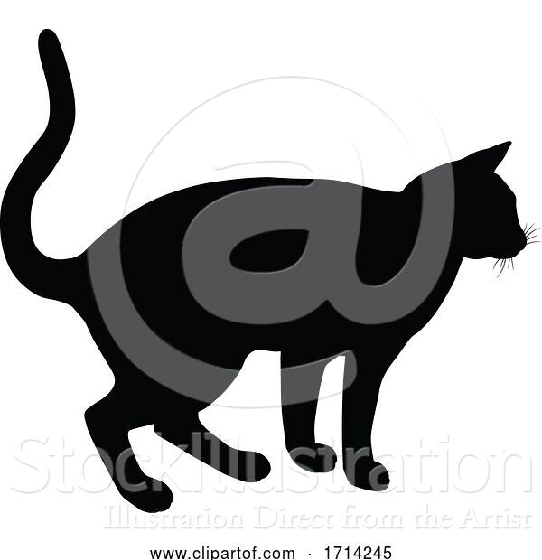 Vector Illustration of Silhouette Cat Pet Animal