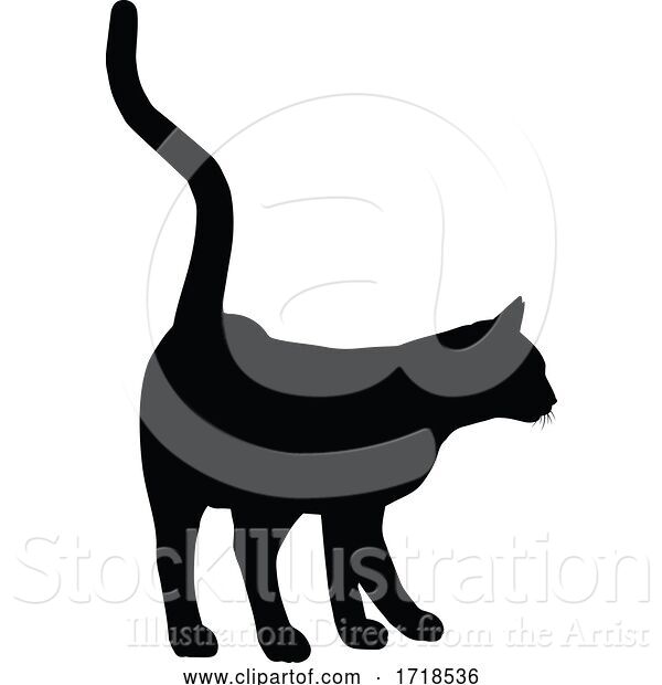 Vector Illustration of Silhouette Cat Pet Animal