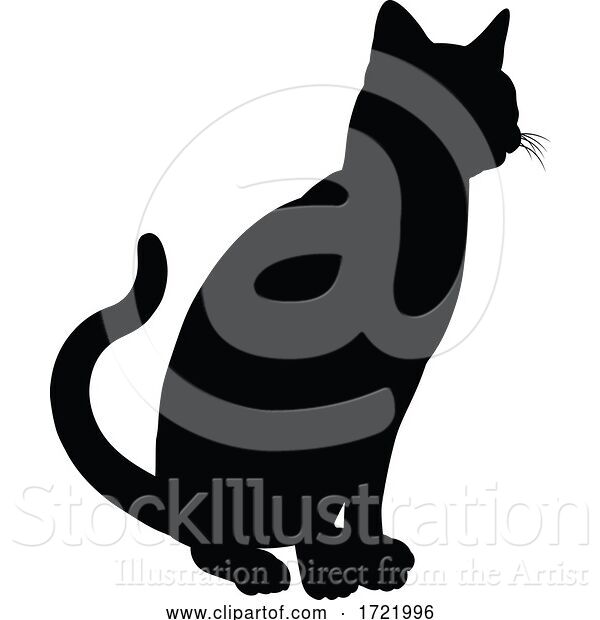 Vector Illustration of Silhouette Cat Pet Animal