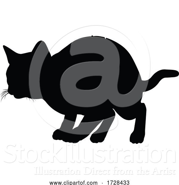 Vector Illustration of Silhouette Cat Pet Animal