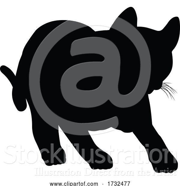 Vector Illustration of Silhouette Cat Pet Animal