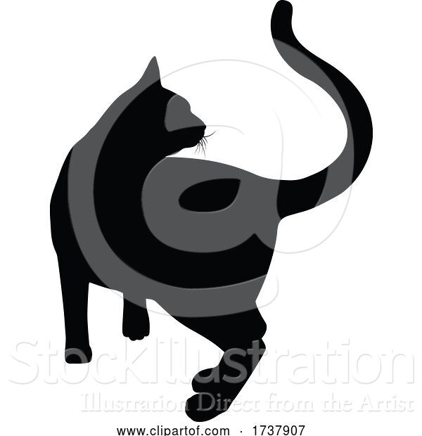 Vector Illustration of Silhouette Cat Pet Animal