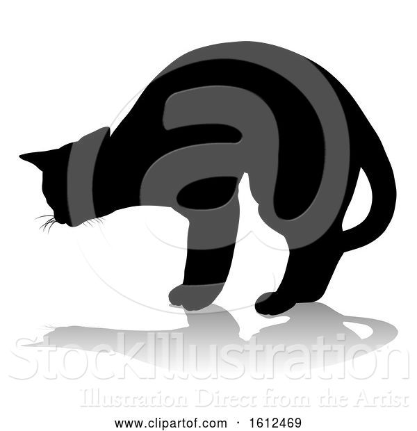 Vector Illustration of Silhouette Cat Pet Animal, on a White Background