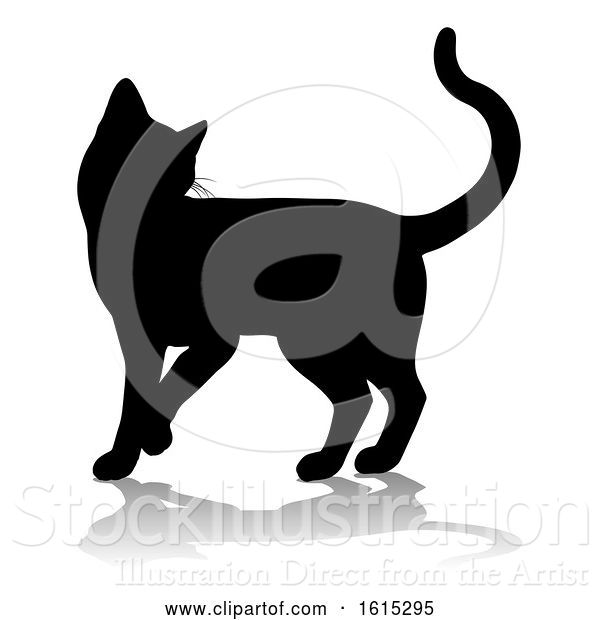 Vector Illustration of Silhouette Cat Pet Animal, on a White Background