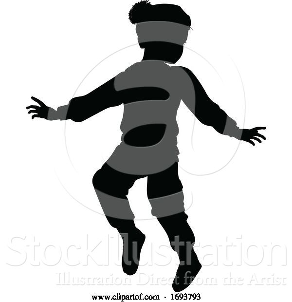 Vector Illustration of Silhouette Child Kid in Christmas Winter Clothing