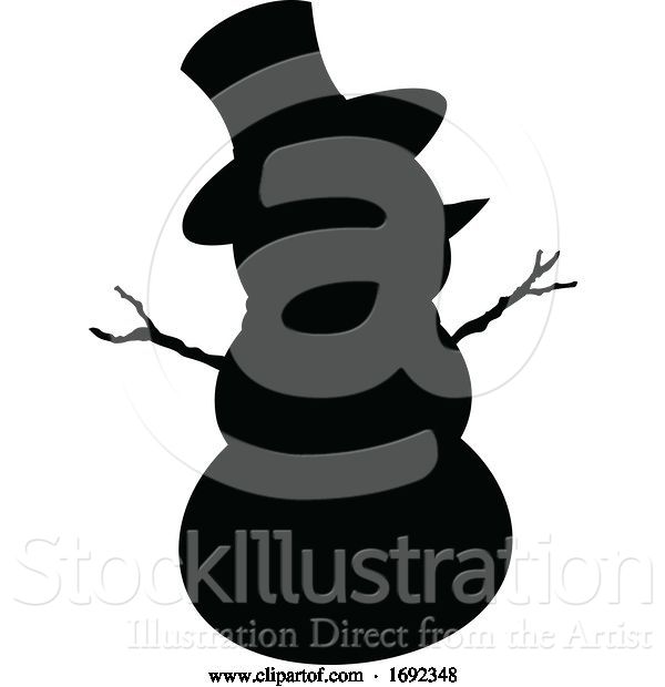 Vector Illustration of Silhouette Christmas Snowman