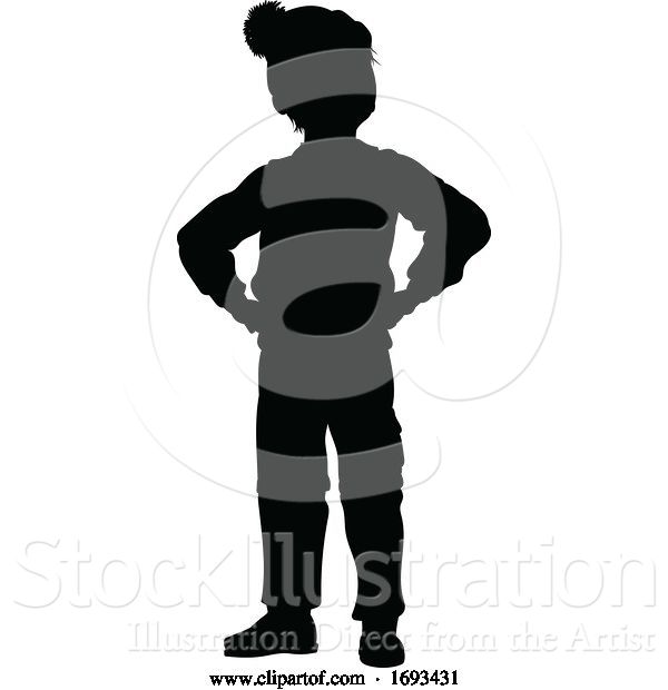 Vector Illustration of Silhouette Kid Child in Winter Christmas Clothing