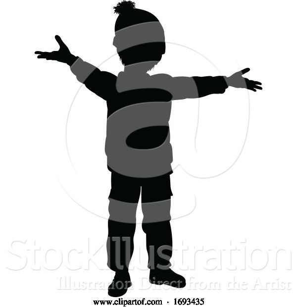 Vector Illustration of Silhouette Kid Child in Winter Christmas Clothing