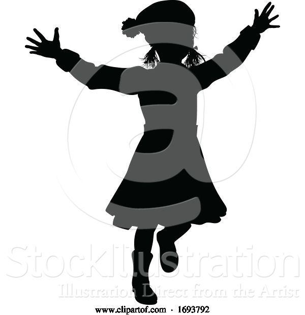 Vector Illustration of Silhouette Kid Child in Winter Christmas Clothing