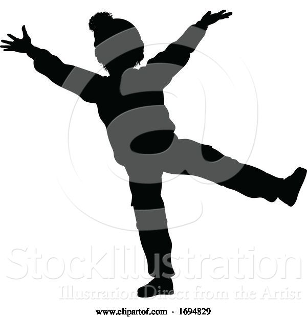 Vector Illustration of Silhouette Kid Child in Winter Christmas Clothing