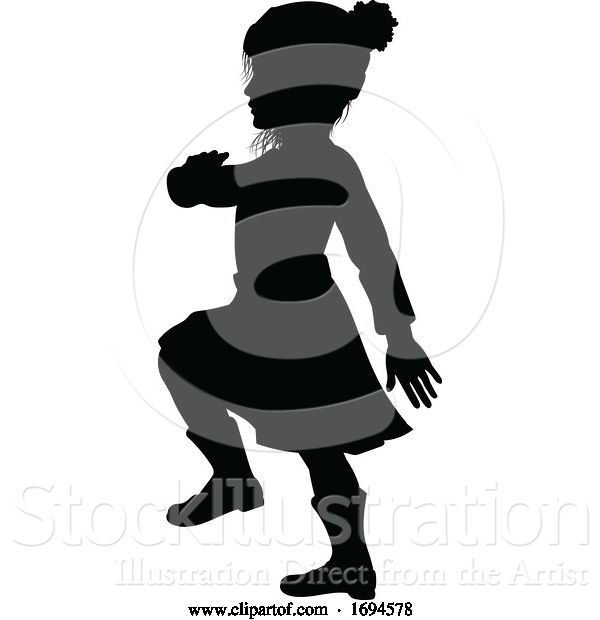 Vector Illustration of Silhouette Kid Child in Winter Christmas Clothing