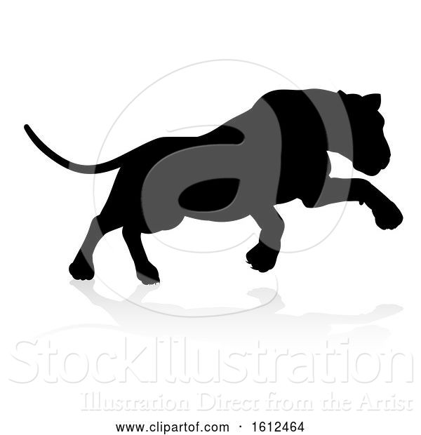 Vector Illustration of Silhouette Lion, on a White Background