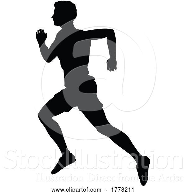 Vector Illustration of Silhouette Runner Guy Sprinter or Jogger Person