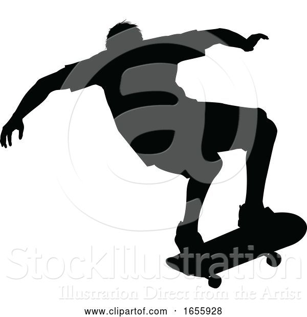 Vector Illustration of Silhouette Skater Skateboarder