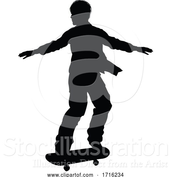 Vector Illustration of Silhouette Skater Skateboarder