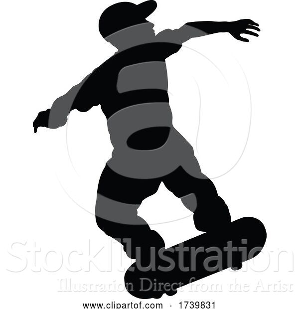 Vector Illustration of Silhouette Skater Skateboarder