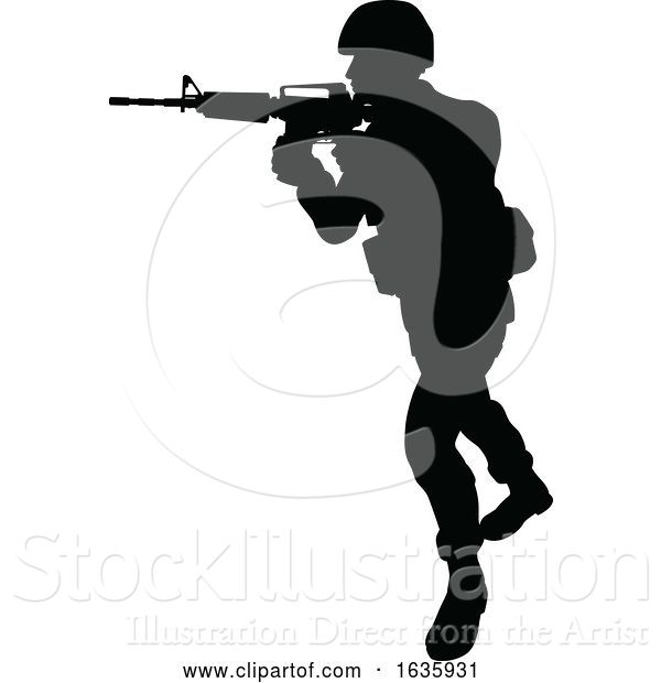 Vector Illustration of Silhouette Soldier