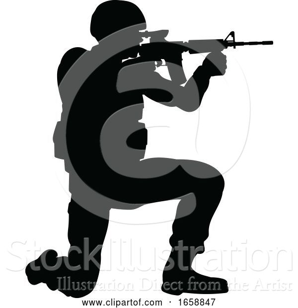 Vector Illustration of Silhouette Soldier