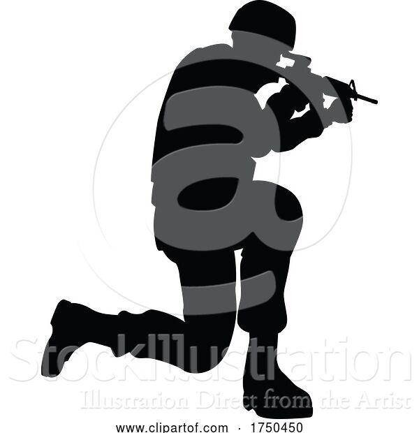 Vector Illustration of Silhouette Soldier