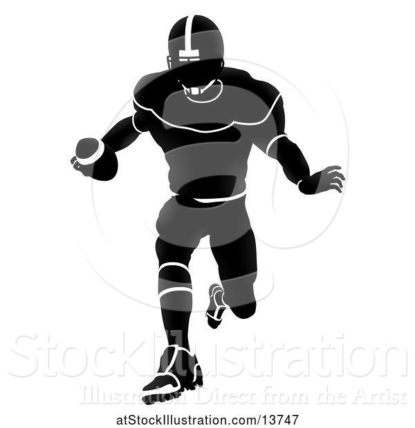 Vector Illustration of Silhouetted American Football Player Charging