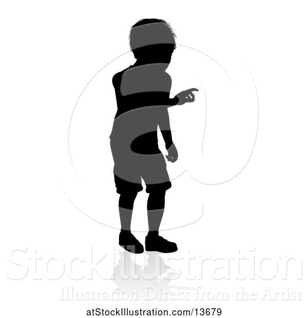 Vector Illustration of Silhouetted Boy with a Reflection or Shadow, on a White Background