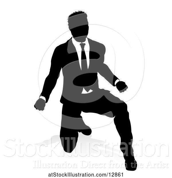 Vector Illustration of Silhouetted Businessman, with a Shadow on a White Background