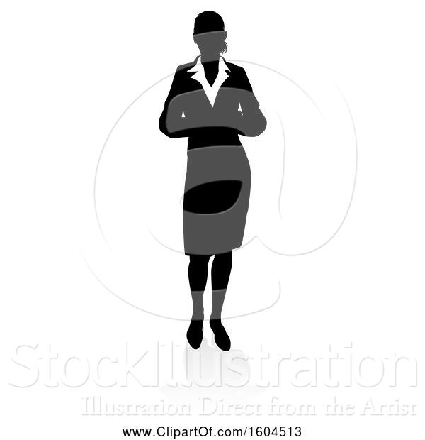 Vector Illustration of Silhouetted Businesswoman, with a Shadow on a White Background