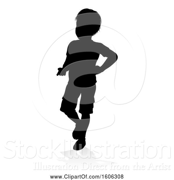 Vector Illustration of Silhouetted Child, with a Shadow, on a White Background