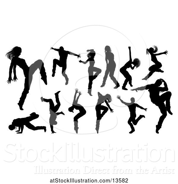 Vector Illustration of Silhouetted Dancers