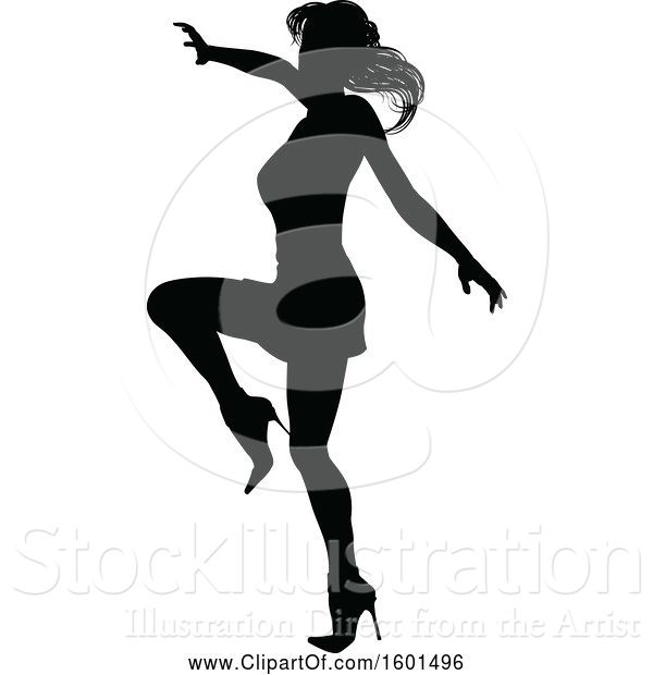 Vector Illustration of Silhouetted Female Dancer in Heels
