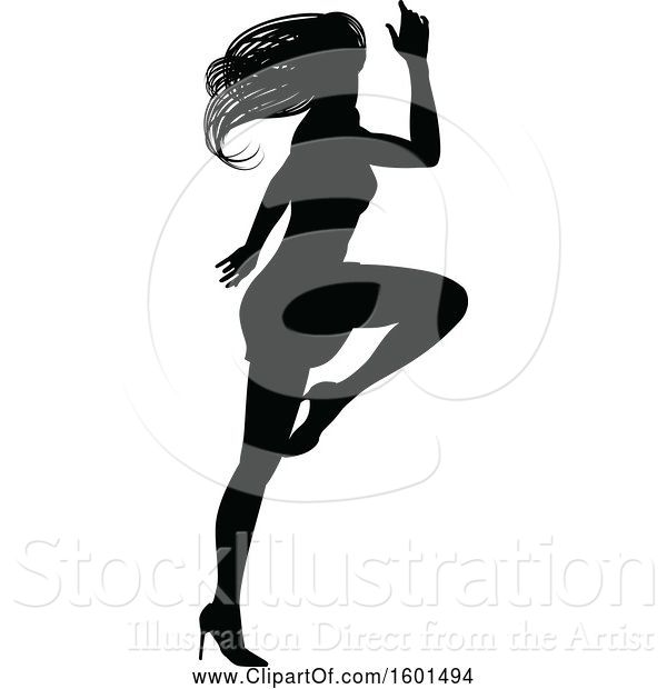 Vector Illustration of Silhouetted Female Dancer in Heels