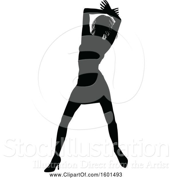 Vector Illustration of Silhouetted Female Dancer in Heels