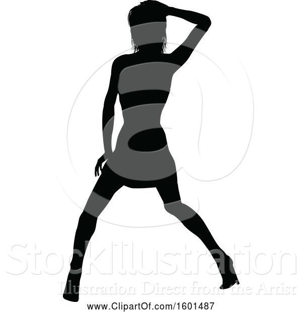 Vector Illustration of Silhouetted Female Dancer in Heels