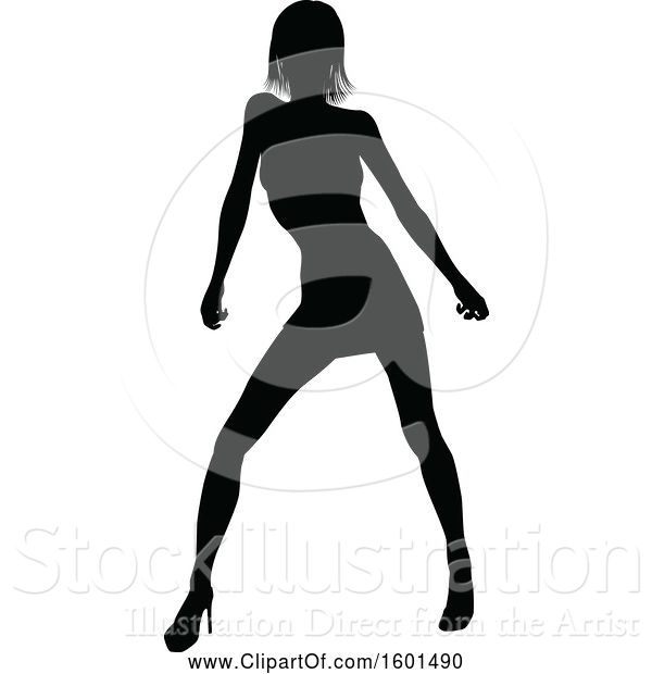 Vector Illustration of Silhouetted Female Dancer in Heels