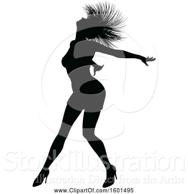 Vector Illustration of Silhouetted Female Dancer in Heels