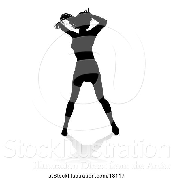 Vector Illustration of Silhouetted Female Dancer with a Reflection or Shadow, on a White Background