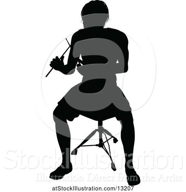 Vector Illustration of Silhouetted Female Drummer