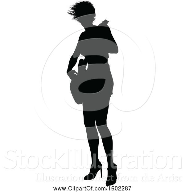 Vector Illustration of Silhouetted Female Guitarist