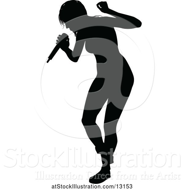 Vector Illustration of Silhouetted Female Singer