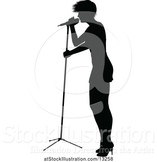 Vector Illustration of Silhouetted Female Singer