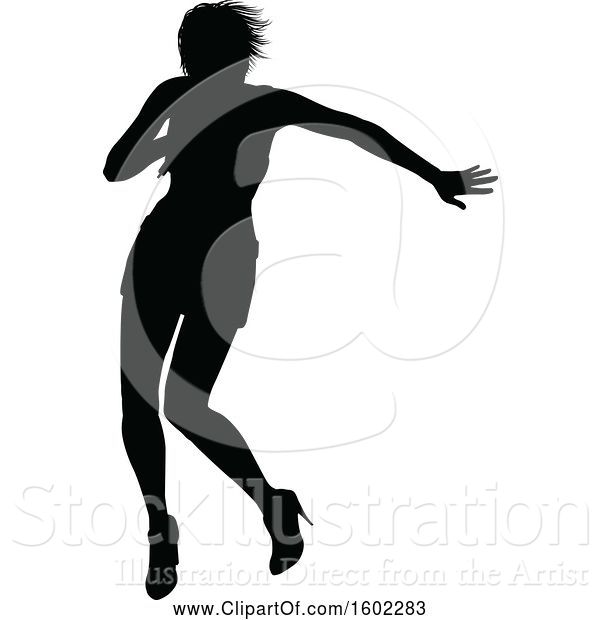 Vector Illustration of Silhouetted Female Singer