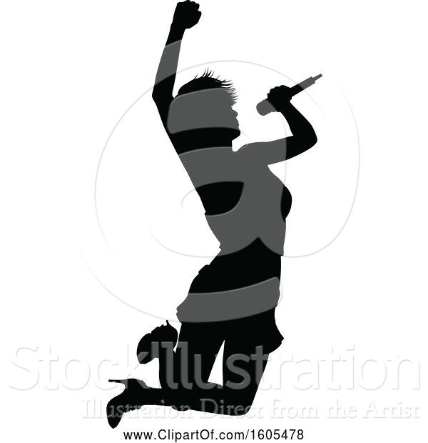 Vector Illustration of Silhouetted Female Singer