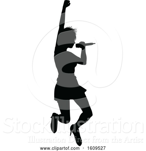 Vector Illustration of Silhouetted Female Singer