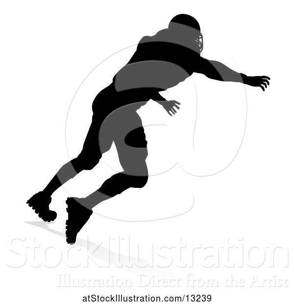 Vector Illustration of Silhouetted Football Player with a Reflection or Shadow, on a White Background