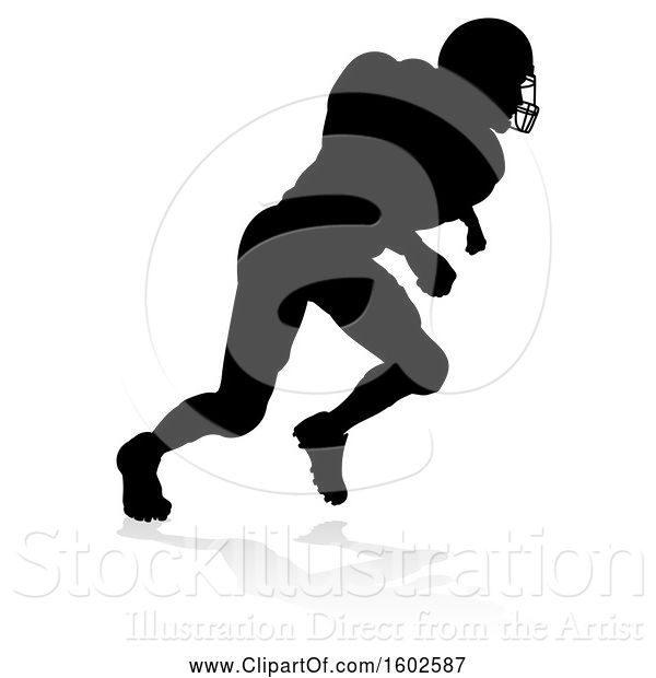 Vector Illustration of Silhouetted Football Player, with a Reflection or Shadow, on a White Background