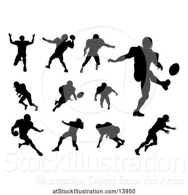 Vector Illustration of Silhouetted Football Players